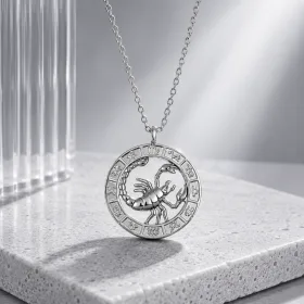 Rhodium Plated Sterling Silver Scorpio Zodiac Pendant Necklace for Women | Astrology Inspired Jewelry thumbnail