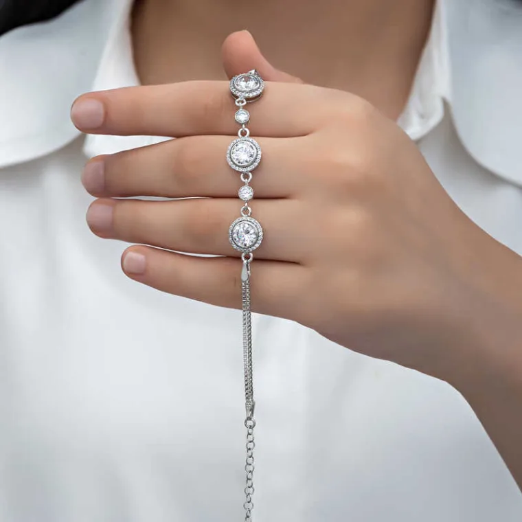 925 Sterling Silver Solitaire Zircon Bracelet for Women