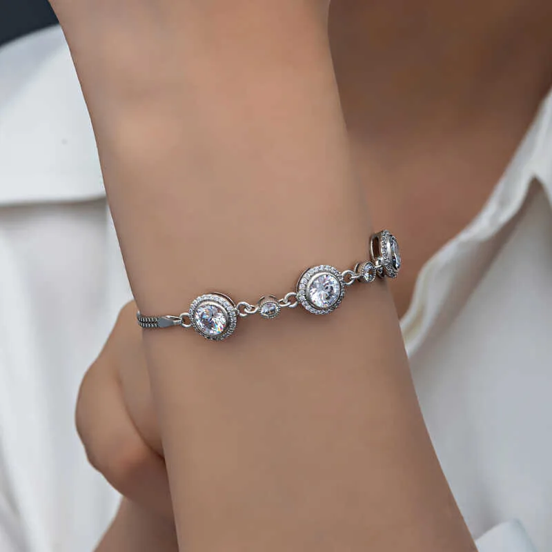 925 Sterling Silver Solitaire Zircon Bracelet for Women | Rhodium Plated Classic Tennis Style Jewelry - image 2