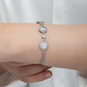 925 Sterling Silver Solitaire Zircon Bracelet for Women | Rhodium Plated Classic Tennis Style Jewelry - image 3 thumbnail