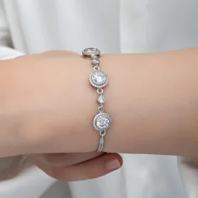 925 Sterling Silver Solitaire Zircon Bracelet for Women | Rhodium Plated Classic Tennis Style Jewelry - image 4 thumbnail