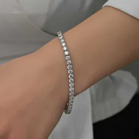 925 Sterling Silver 6mm Tennis Bracelet for Women | Rhodium Plated White Zircon Statement Jewelry - image 3 thumbnail