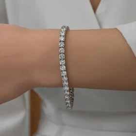 925 Sterling Silver 6mm Tennis Bracelet for Women | Rhodium Plated White Zircon Statement Jewelry - image 4 thumbnail