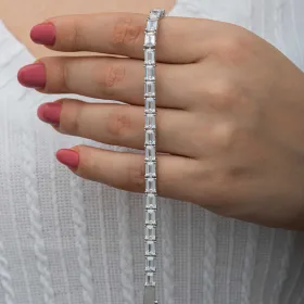 925 Sterling Silver White Zircon Tennis Bracelet for Women | Rhodium Plated Classic Tennis Jewelry thumbnail