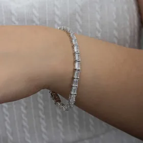 925 Sterling Silver White Zircon Tennis Bracelet for Women | Rhodium Plated Classic Tennis Jewelry - image 4 thumbnail