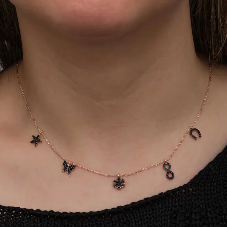 925 Sterling Silver Rose Gold Plated Lucky Charm Necklace for Women alternate view