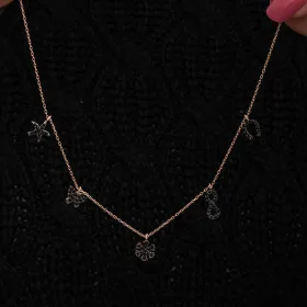 925 Sterling Silver Rose Gold Plated Lucky Charm Necklace for Women | Zircon Fortune Pendant Necklace - image 5 thumbnail