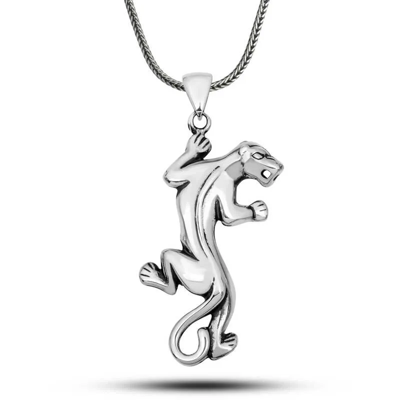 925 Sterling Silver Oxidized Tiger Head Pendant Necklace | Bold Wildlife Statement Jewelry