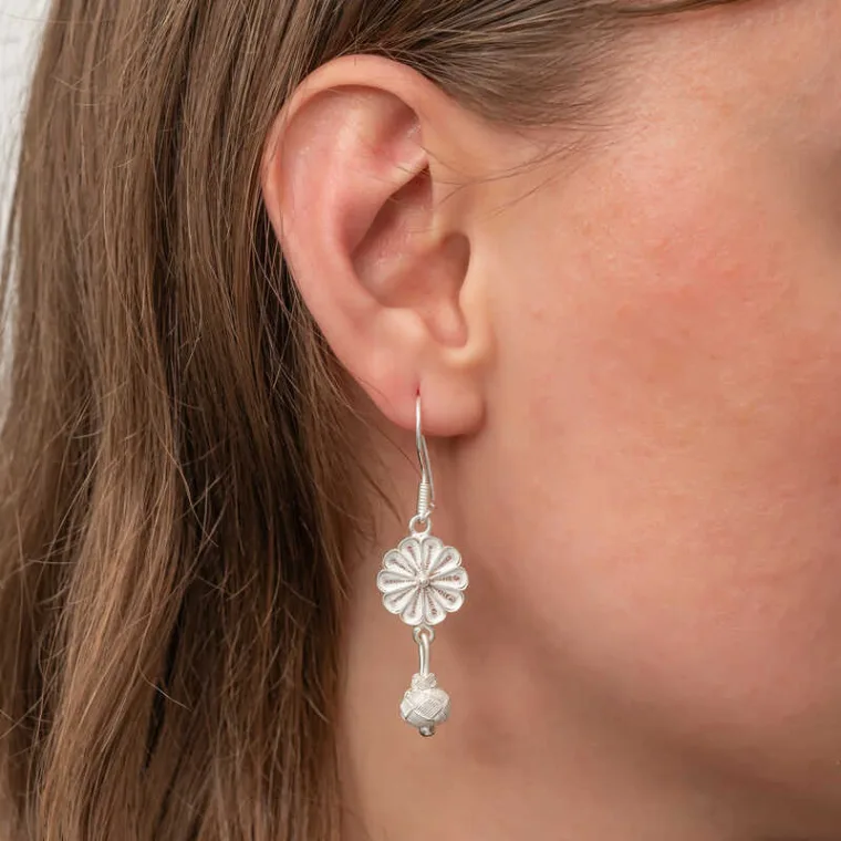 ​Sterling Silver Rhodium Plated Handmade Trabzon Kazaz Drop Earrings for Women alternate view