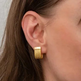 Gold Plated 925 Sterling Silver Trabzon Hasir Stud Earrings for Women | Turkish Woven Silver Jewelry - image 3 thumbnail