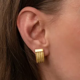 Gold Plated 925 Sterling Silver Trabzon Hasir Stud Earrings for Women | Turkish Woven Silver Jewelry - image 4 thumbnail