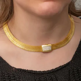 925 Sterling Silver Gold Plated Trabzon Mesh Necklace for Women | Trabzon Mesh Statement Jewelry - image 2 thumbnail