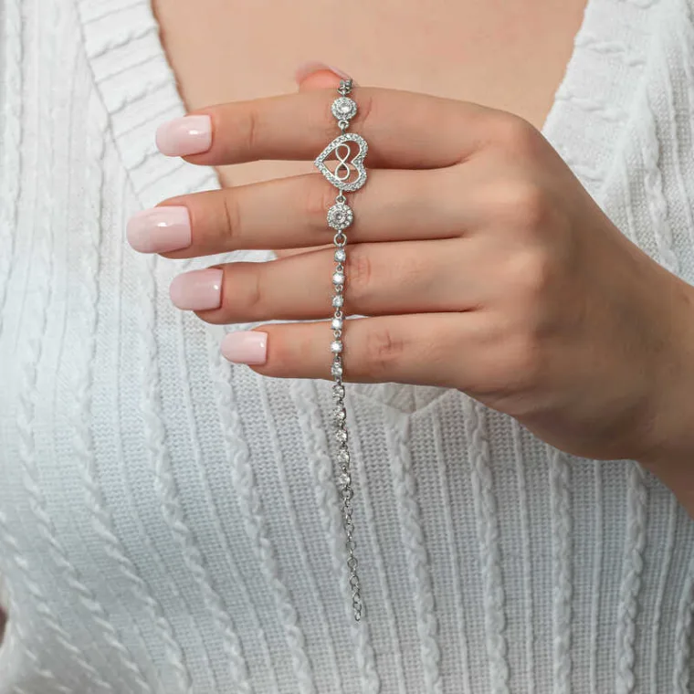 925 Sterling Silver Infinity Heart Tennis Bracelet for Women alternate view
