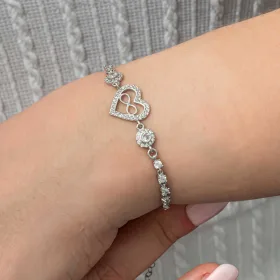 925 Sterling Silver Infinity Heart Tennis Bracelet for Women | Rhodium Plated Zircon Love Symbol Jewelry - image 3 thumbnail