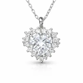 925 Sterling Silver Zircon Heart Necklace for Women | Rhodium Plated Heart Pendant Necklace thumbnail