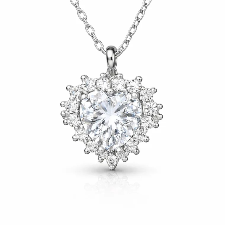 925 Sterling Silver Zircon Heart Necklace for Women