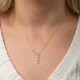 925 Sterling Silver Gold Plated Vertical Zircon Bar Necklace for Women | Elegant Bar Pendant Necklace - image 3 thumbnail
