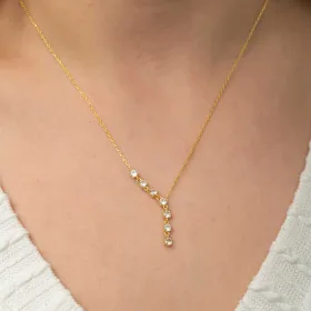 925 Sterling Silver Gold Plated Vertical Zircon Bar Necklace for Women | Elegant Bar Pendant Necklace - image 4 thumbnail