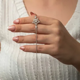 925 Sterling Silver Baguette Zircon Star Bracelet for Women | Rhodium Plated Celestial Inspired Jewelry - image 3 thumbnail