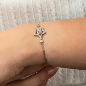 925 Sterling Silver Baguette Zircon Star Bracelet for Women | Rhodium Plated Celestial Inspired Jewelry - image 5 thumbnail