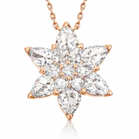 Rose Plated Sterling Silver White Lotus Flower Necklace for Women | Elegant Zircon Pendant Necklace thumbnail