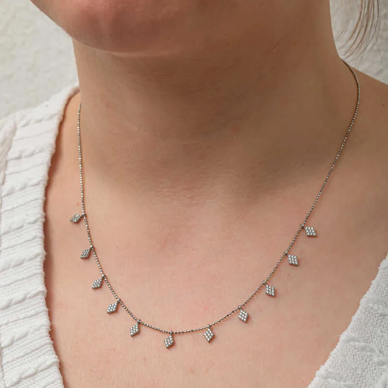 925 Sterling Silver Diamond Shape Lucky Necklace for Women | Sterling Silver Geometric Pendant Necklace - image 2