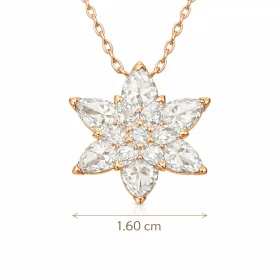 Rose Plated Sterling Silver White Lotus Flower Necklace for Women | Elegant Zircon Pendant Necklace - image 3 thumbnail