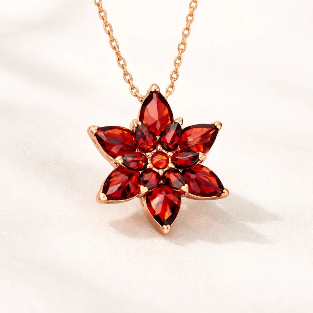 Rose Gold Plated Sterling Silver Red Lotus Flower Pendant Necklace for Women | Spiritual Floral Jewelry - image 2