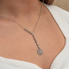 925 Sterling Silver Sparkling Snowflake Necklace for Women | Zircon Winter Pendant | Rhodium Plated jewelry - image 4 thumbnail