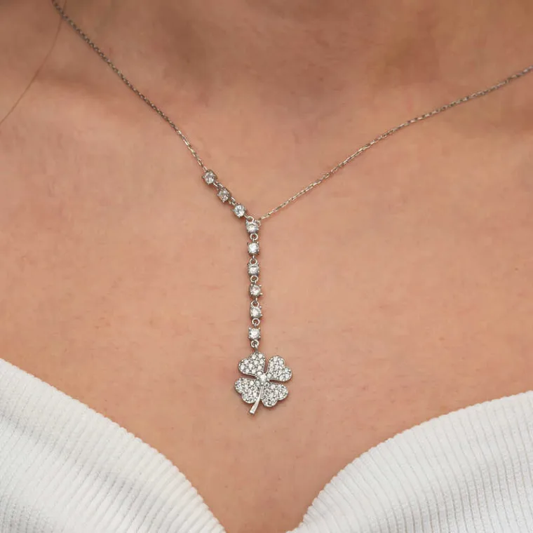 925 Sterling Silver Four Leaf Clover Necklace for Women alternate view