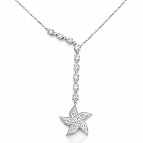 925 Sterling Silver Sparkling Starfish Necklace for Women | Ocean Inspired Zircon Pendant | Rhodium Plated Jewelry thumbnail