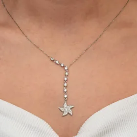 925 Sterling Silver Sparkling Starfish Necklace for Women | Ocean Inspired Zircon Pendant | Rhodium Plated Jewelry - image 4 thumbnail