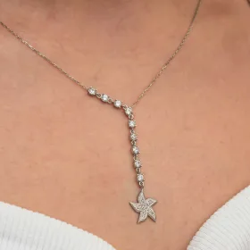 925 Sterling Silver Sparkling Starfish Necklace for Women | Ocean Inspired Zircon Pendant | Rhodium Plated Jewelry - image 5 thumbnail
