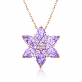 Rose Gold Plated Sterling Silver Lilac Lotus Flower Pendant Necklace for Women | Spiritual Lotus Jewelry thumbnail