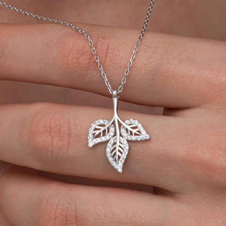925 Sterling Silver Three Leaf Necklace for Women alternate view