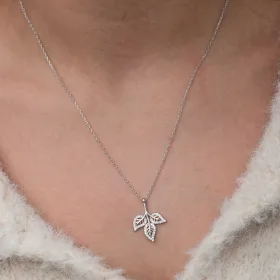 925 Sterling Silver Three Leaf Necklace for Women | Sterling Silver Leaf Pendant Necklace - image 4 thumbnail