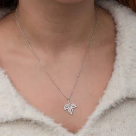 925 Sterling Silver Three Leaf Necklace for Women | Sterling Silver Leaf Pendant Necklace - image 5 thumbnail
