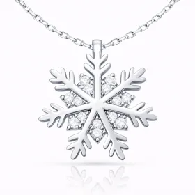 925 Sterling Silver Snowflake Pendant Necklace for Women | Rhodium Plated Winter Crystal Inspired Jewelry Gift thumbnail