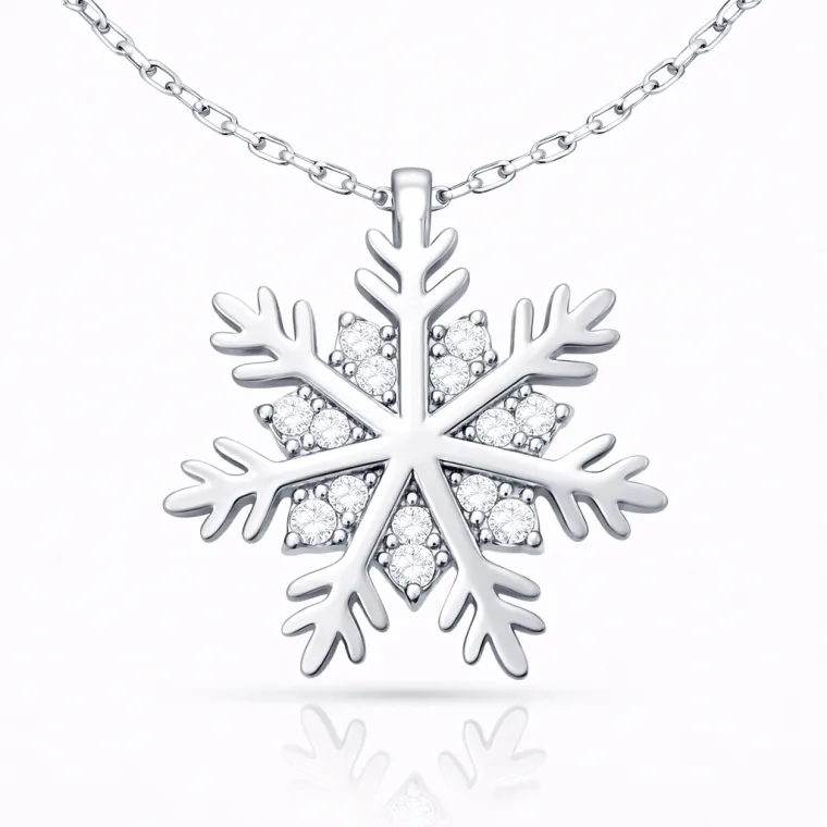925 Sterling Silver Snowflake Pendant Necklace for Women