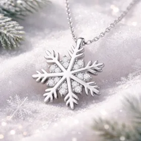 925 Sterling Silver Snowflake Pendant Necklace for Women | Rhodium Plated Winter Crystal Inspired Jewelry Gift - image 2 thumbnail