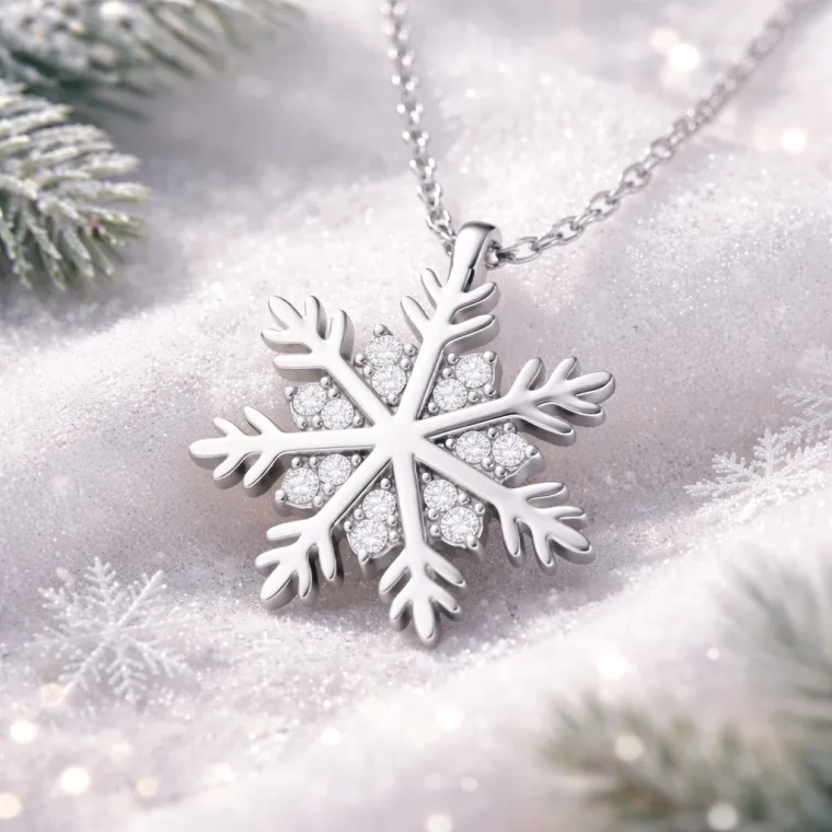 925 Sterling Silver Snowflake Pendant Necklace for Women alternate view