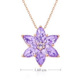Rose Gold Plated Sterling Silver Lilac Lotus Flower Pendant Necklace for Women | Spiritual Lotus Jewelry - image 2 thumbnail