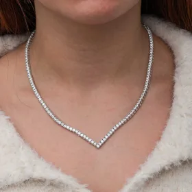 925 Sterling Silver V-Shape White Zircon Tennis Necklace for Women | Rhodium Plated Statement Jewelry - image 3 thumbnail