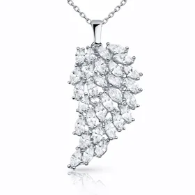 Rhodium Plated Sterling Silver Angel Wing Necklace for Women | Zircon Stone Pendant thumbnail