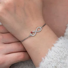 925 Sterling Silver Infinity Red Heart Bracelet for Women | Rhodium Plated Love Symbol Bracelet - image 3 thumbnail