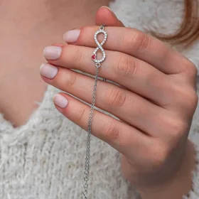925 Sterling Silver Infinity Red Heart Bracelet for Women | Rhodium Plated Love Symbol Bracelet - image 4 thumbnail