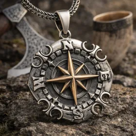 925 Sterling Silver Oxidized Compass Necklace for Men | Vintage Compass Pendant Jewelry - image 2 thumbnail