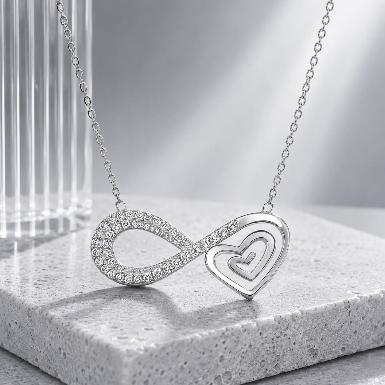 925 Sterling Silver Blue Teardrop Zircon Necklace for Women