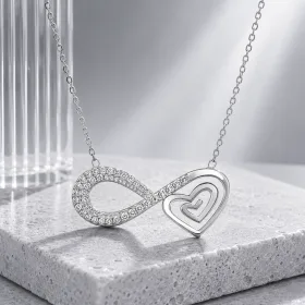 Sterling Silver Heart Infinity Necklace for Women | Zircon Stone Rhodium Plated Romantic Pendant Necklace thumbnail