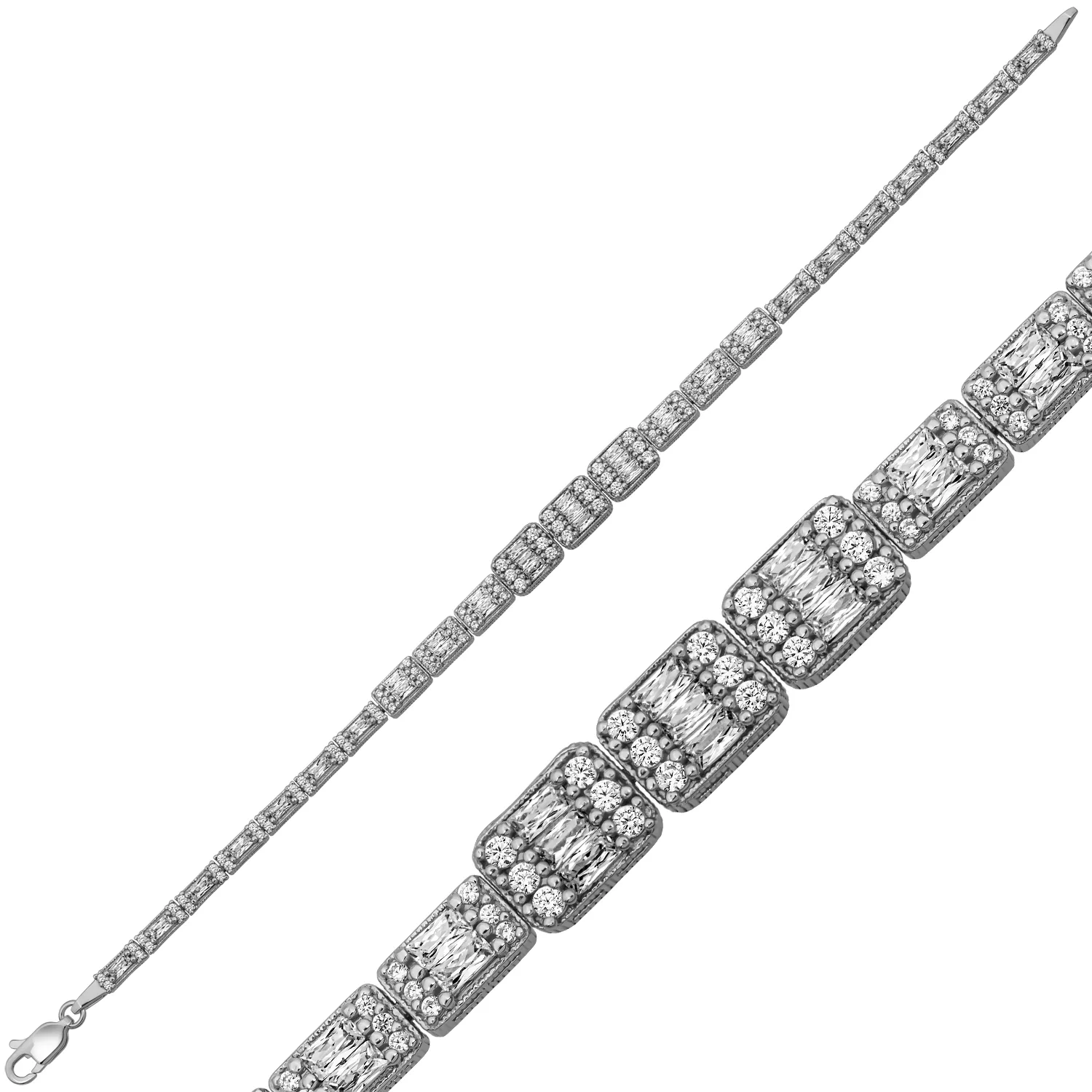 Sterling Silver Open Heart Bracelet with Solitaire Zircon for Women